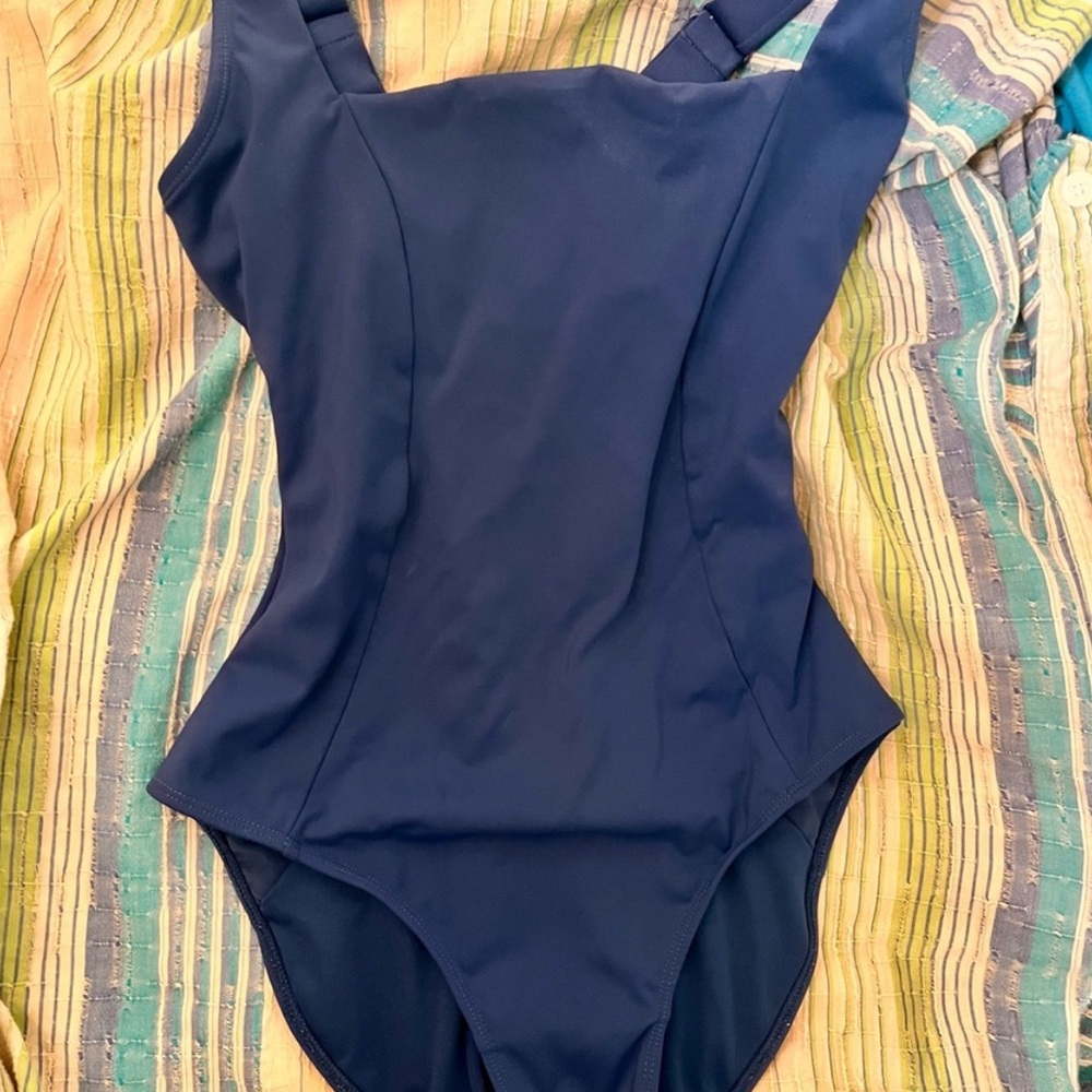 TA3 Sculpting Squarey Navy Blue Piece Swimsuit